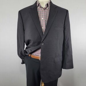 Sacoor Brothers Men's Sport Coat Blazer Two Button Charcoal Wool 130s‎ Size 50R